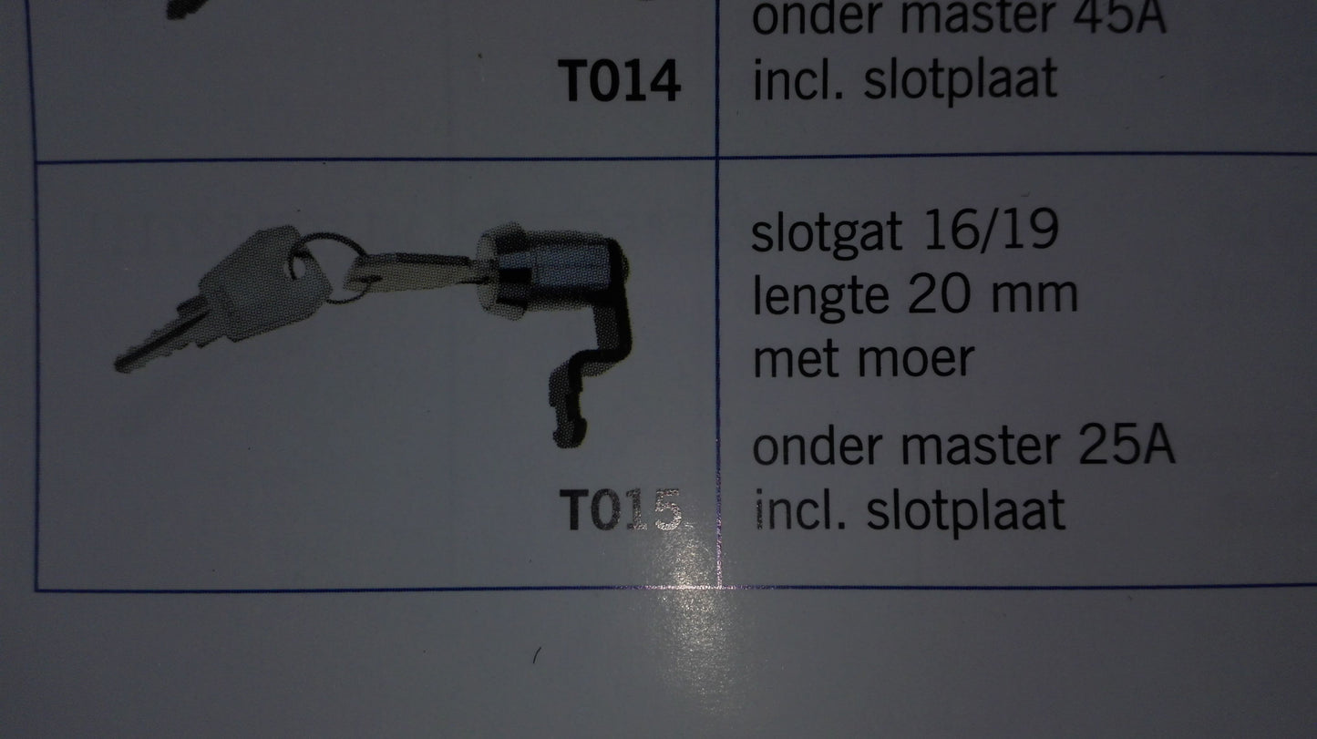 BBK slot, BBK Ede passend type T015, met haak en vlakke sluitplaat, onder master 25A postkast/ brievenbusslot