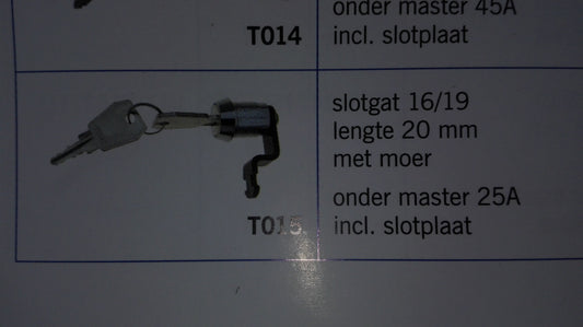 BBK slot, BBK Ede passend type T015, met haak en vlakke sluitplaat, onder master 25A postkast/ brievenbusslot